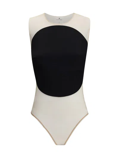 Courrèges Illusion Circle Satin Bodysuit In White