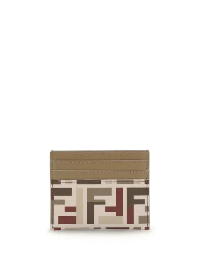 Fendi Ff Card Holder In Green