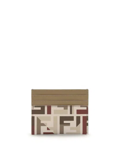 Fendi Ff Card Holder In Green