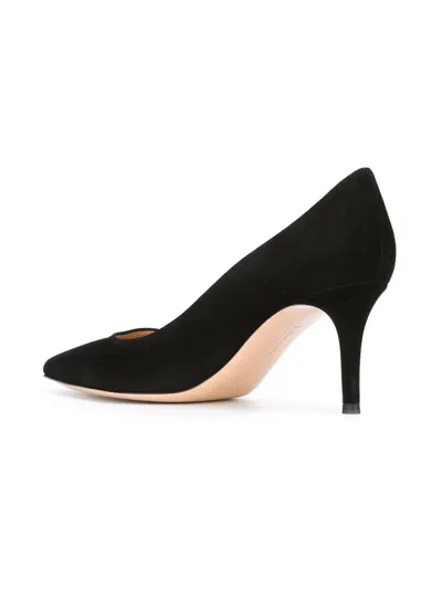 Gianvito Rossi Black Leather Suede Pumps