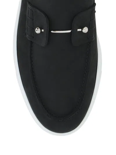 Christian Louboutin Loafers With Contrast Sole And Stitching Accents In Black