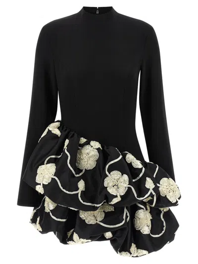 Rotate Birger Christensen Rotate Birgerchristensen 3d Flower Bubble Dress In Black