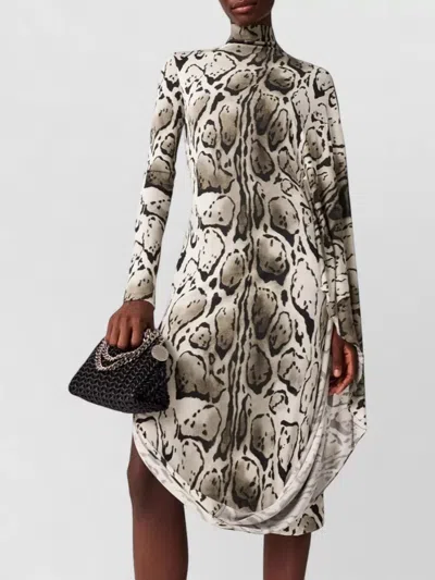 Stella Mccartney Leopard Print Pleated Midi Dress In Brown