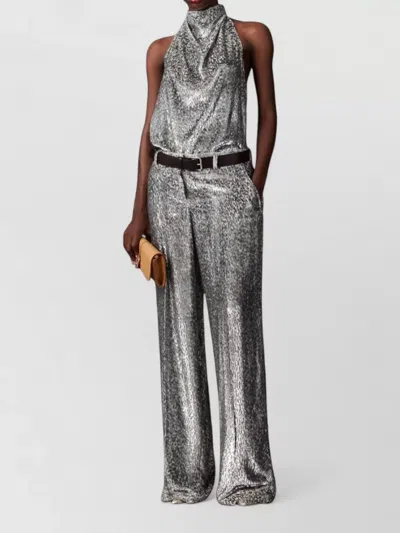 Stella Mccartney Metallic Velvet Halterneck Top And Hood In Gray