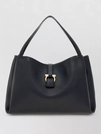 Ferragamo Stylish Tote Bag With Top Handle Design In Black