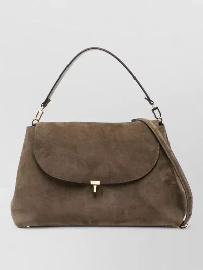 Totême Suede Leather Tote Bag With Adjustable Strap In Neutral