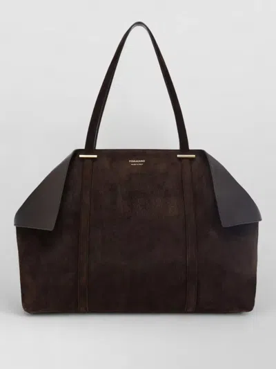 Ferragamo Large Tote Bag Contrast Panels In Pink