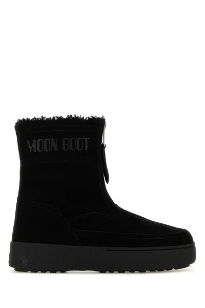 Moon Boot Ltrack Lara Zip-front Shearling Boots In Black