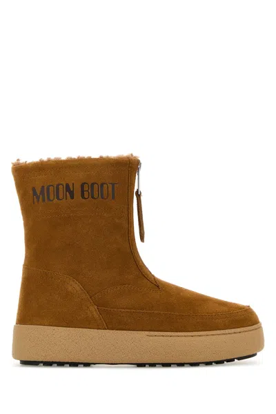 Moon Boot Caramel Suede Ltrack Lara Ankle Boots In Brown