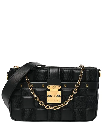 Pre-owned Louis Vuitton Black Lambskin Damier Quilt Troca Pochette (authentic Pre-loved)