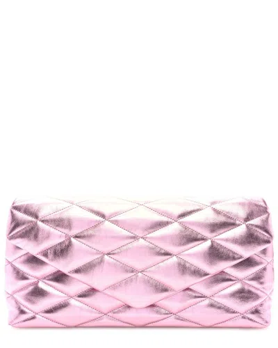 Saint Laurent Metallic Lambskin Leather Quilted Sade Puffer Envelope  (authentic Pre-loved) In Pink