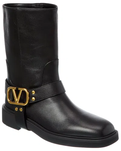 Valentino Garavani Valentino Vlogo Signature Leather Boot In Black