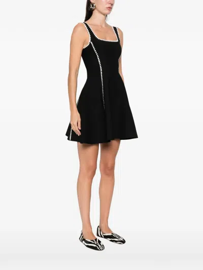 Maje Womens Black Sleeveless Flared-skirt Knitted Mini Dress