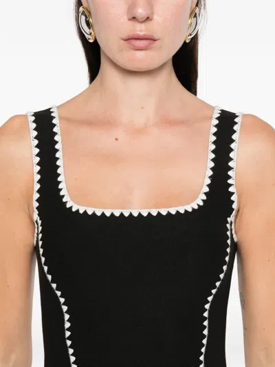 Maje Womens Black Sleeveless Flared-skirt Knitted Mini Dress