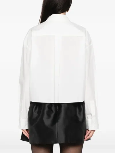 Maje Womens White Cropped Jewel-embellished Cotton Shirt