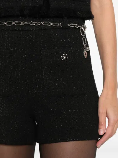 Maje Chain-belted Short Shorts In Black