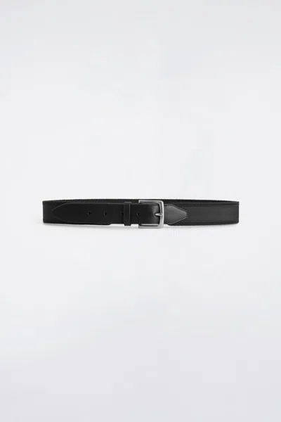 Cos Leather-trimmed Webbing Belt In Black