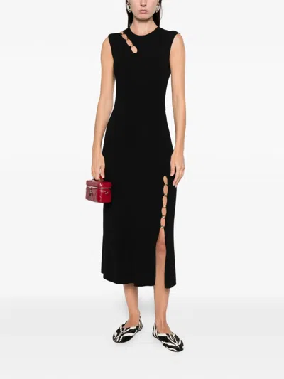 Maje Womens Black Ribbed Cut-out Stretch-knit Maxi Dress In Black