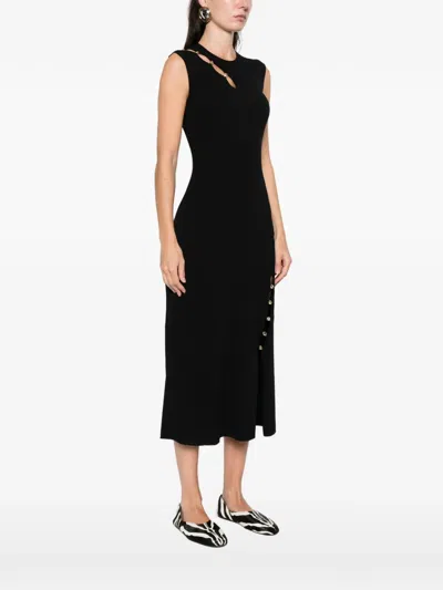 Maje Womens Black Ribbed Cut-out Stretch-knit Maxi Dress In Black