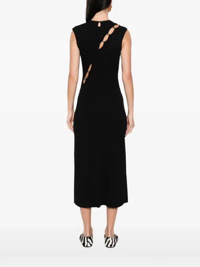 Maje Womens Black Ribbed Cut-out Stretch-knit Maxi Dress In Black
