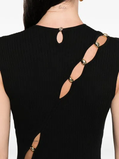 Maje Womens Black Ribbed Cut-out Stretch-knit Maxi Dress In Black