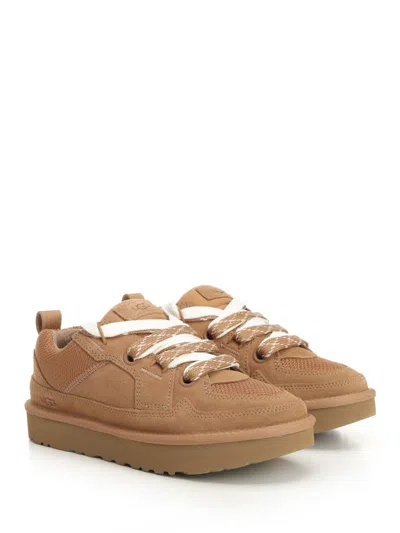 Ugg Suede And Mesh Sneakers With Trekking Laces In Brown