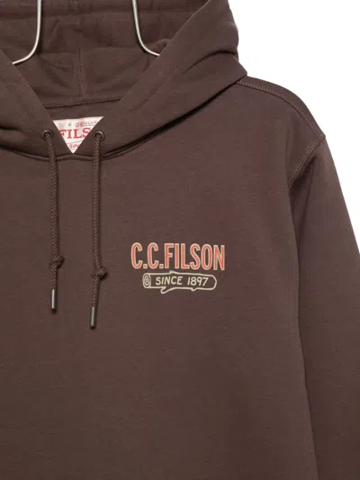 Filson Printed Cotton Hoodie In Brown