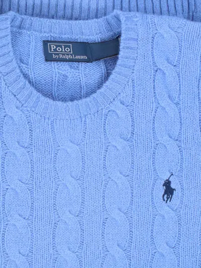 Polo Ralph Lauren Logo Braided Sweater In Blue