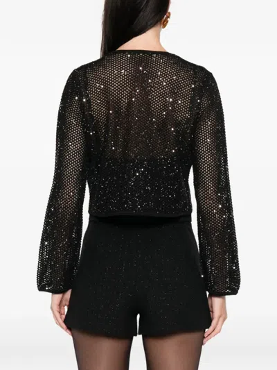 Maje Sequin Cardigan In Black