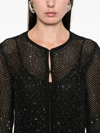 Maje Sequin Cardigan In Black