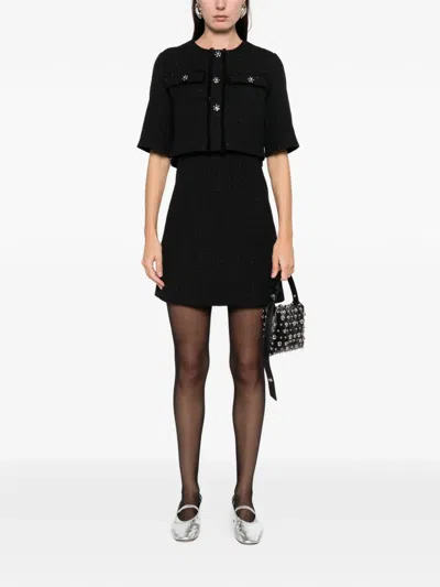 Maje Buttoned Mini Dress In Black