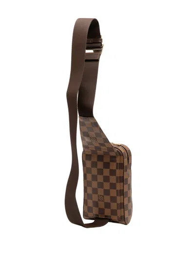 Pre-owned Louis Vuitton 2004 Damier Ebene Geronimos Crossbody Bag In Brown