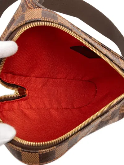 Pre-owned Louis Vuitton 2004 Damier Ebene Geronimos Crossbody Bag In Brown