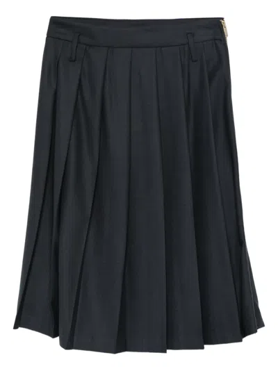 Semicouture Estella Pleated Midi Skirt In Blue