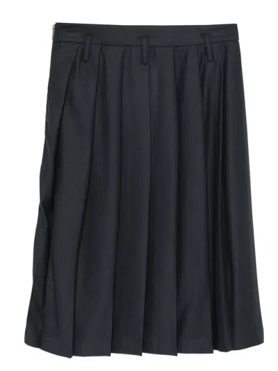 Semicouture Estella Pleated Midi Skirt In Blue