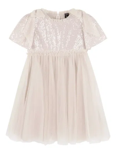 Needle & Thread Paloma Sequin Ruffled Dress In Neutral
