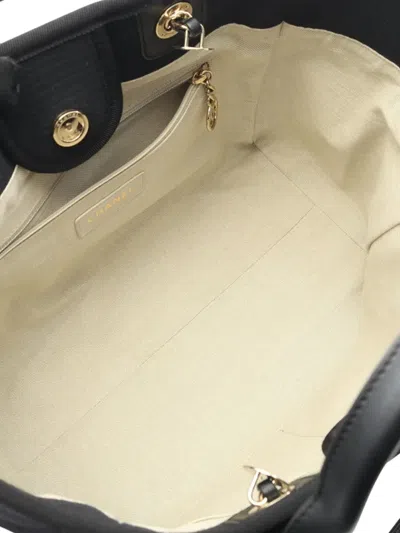 Pre-owned Chanel 2021-2025 Small Canvas Deauville Tote Bag In Black