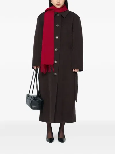 Amomento Belt-detail Single Breasted Coat In Black