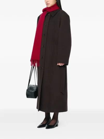 Amomento Belt-detail Single Breasted Coat In Black