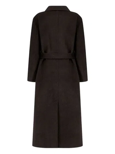 Amomento Belt-detail Single Breasted Coat In Black