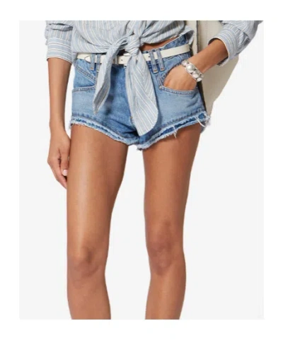 Isabel Marant Eneidala Denim Shorts Silk Nylon Blend In Blue
