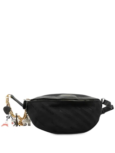Pre-owned Balenciaga 2019 Canvas Souvenir Xs Belt Bag In Black