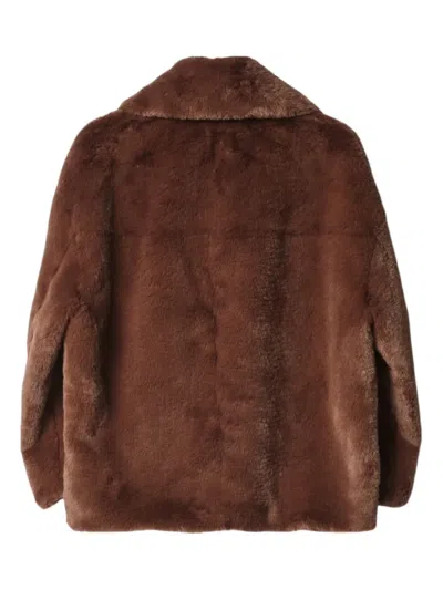 Gaëlle Pelliccia Lapel Coat In Brown