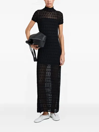 Proenza Schouler Zein Textured Midi Dress In Black