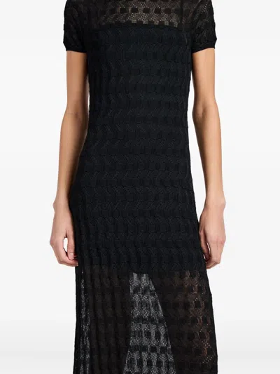 Proenza Schouler Zein Textured Midi Dress In Black