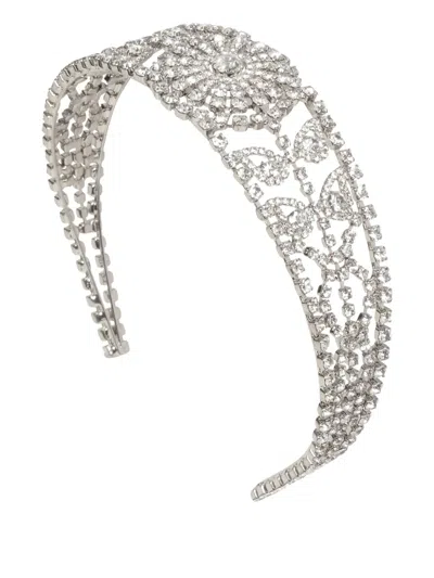 Jennifer Behr Clarabow Crystal Headband In Silver