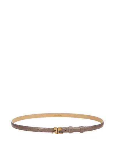 Courrèges Buckle Leather Belt In Brown