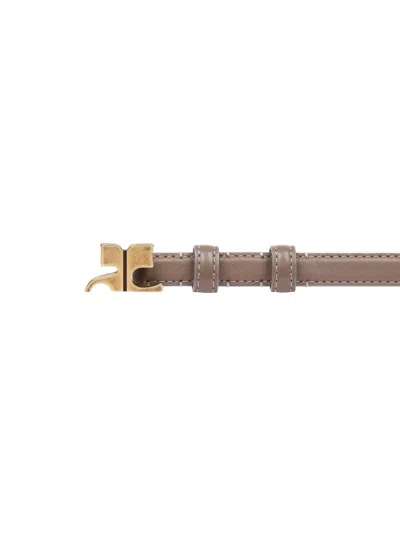Courrèges Buckle Leather Belt In Brown