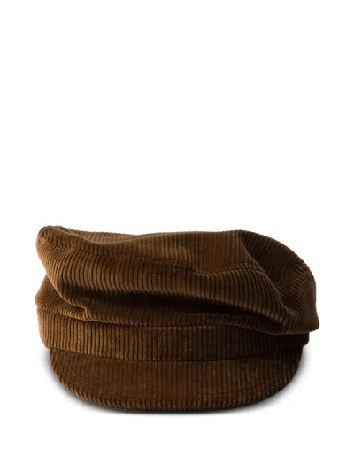 Prada Corduroy Newsboy Cap In Green