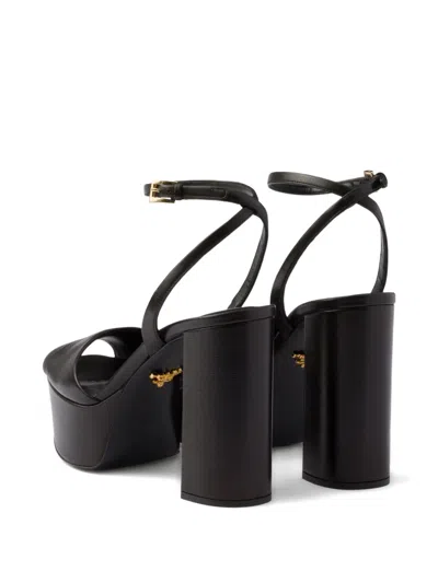 Prada 115mm Ankle Strap Platform Sandals In Black
